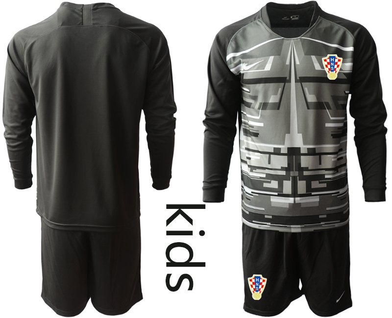 Cheap Youth 2021 European Cup Croatia black Long sleeve goalkeeper Soccer Jersey1
